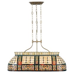 LumiLamp Pendant Lamp Tiffany 115x34x141 cm Beige Green Metal Glass Rectangle Flowers