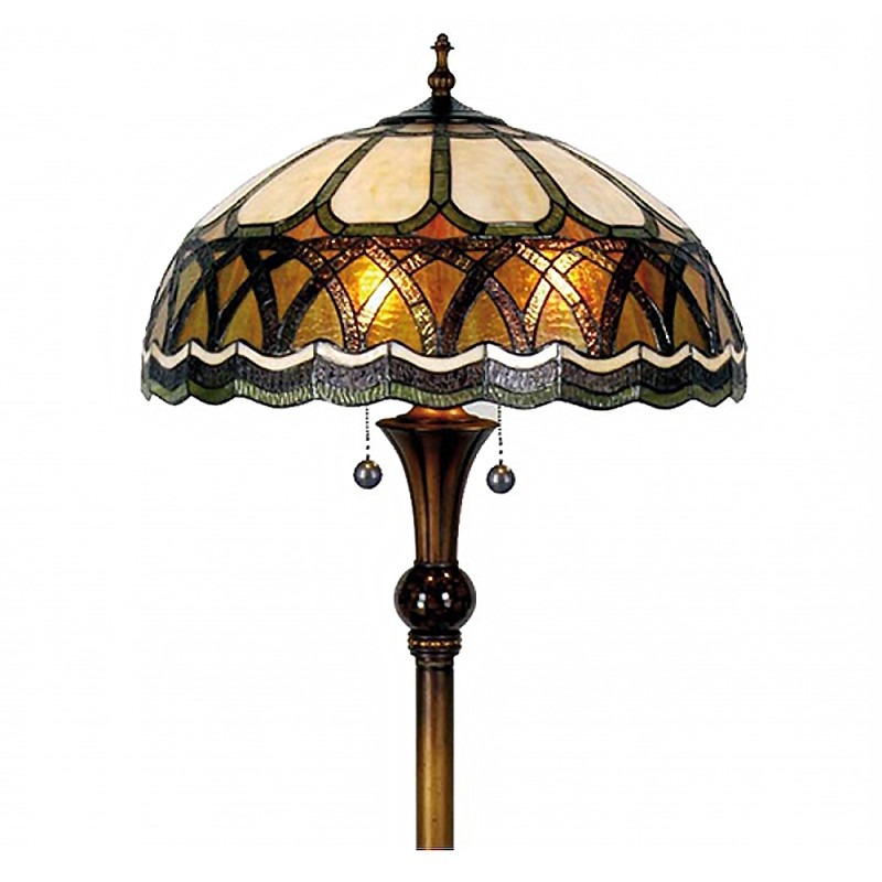 LumiLamp Lampada da terra Tiffany Ø 56x164 cm  Marrone Beige Vetro Semicerchio