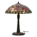 LumiLamp Lampe de table Tiffany Ø 45x56 cm  Rouge Beige Verre Triangle Libellule