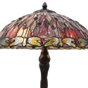 LumiLamp Tiffany Tafellamp  Ø 45x56 cm  Rood Beige Glas Driehoek Libelle