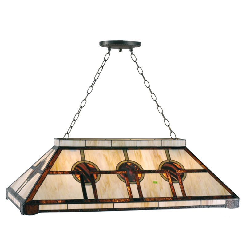 LumiLamp Pendant Lamp Tiffany 92x47x126 cm  Beige Brown Metal Glass Rectangle