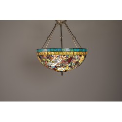 Lumilamp Pendant Lamp Tiffany Ø 70x75 cm Blue Beige Metal Glass Semicircle Dragonfly