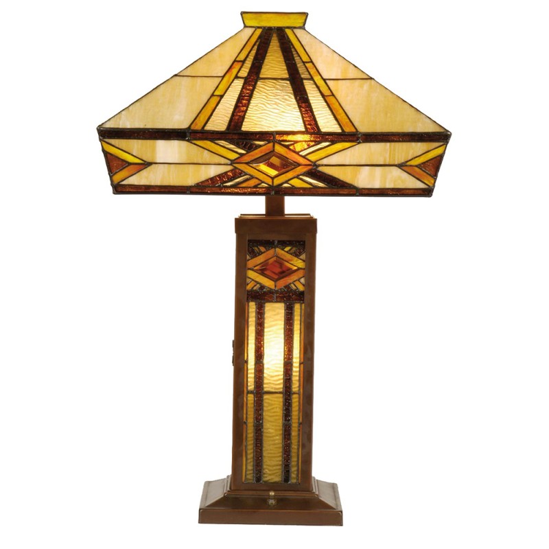LumiLamp Lampe de table Tiffany 42x42x71 cm Beige Marron Verre