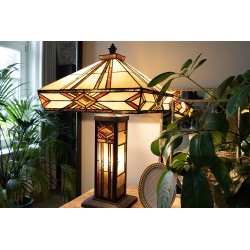 LumiLamp Lampada da tavolo Tiffany 42x42x71 cm Beige Marrone  Vetro