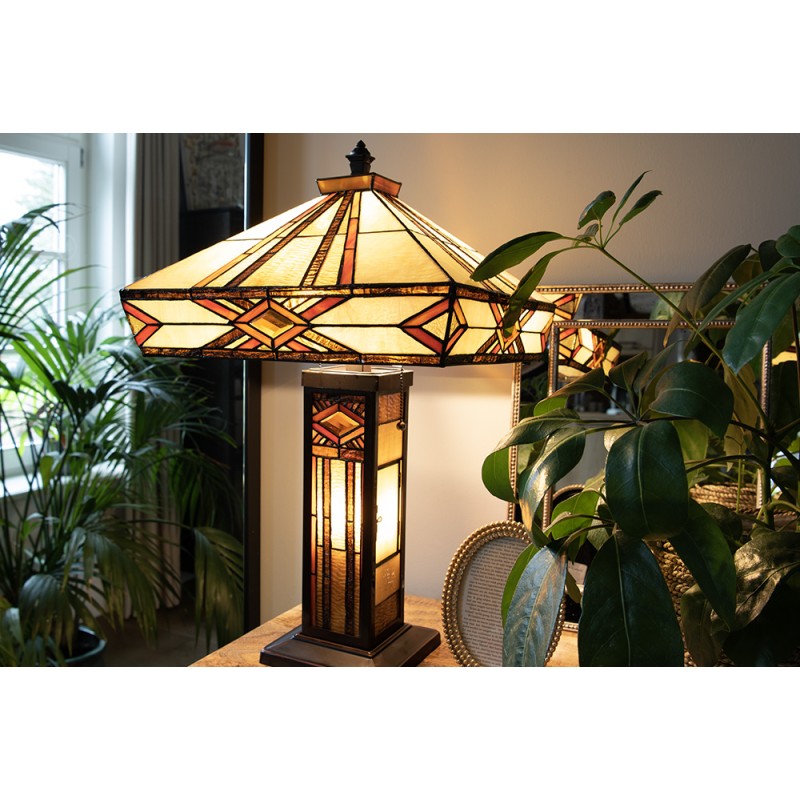 LumiLamp Table Lamp Tiffany 42x42x71 cm Beige Brown Glass