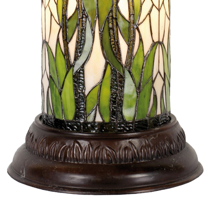 LumiLamp Colonne Tiffany Ø 31x78 cm  Vert Blanc Verre Rond Fleurs