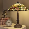 LumiLamp Table Lamp Tiffany Ø 44x57 cm  Yellow Green Glass Triangle Flowers