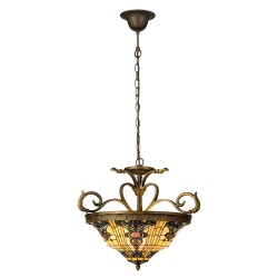 LumiLamp Lampes à suspension Tiffany Ø 56x55/170 cm  Jaune Marron Verre Triangle