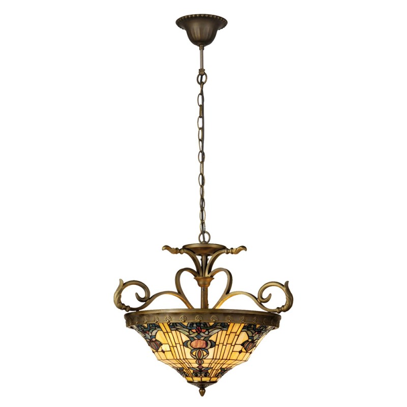 LumiLamp Lampes à suspension Tiffany Ø 56x55/170 cm  Jaune Marron Verre Triangle