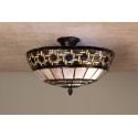 LumiLamp Deckenlampe Tiffany Ø 40x23 cm  Braun Beige Metall Glas Halbkreis
