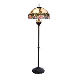 LumiLamp Tiffany Stehlampe Ø 50x164 cm  Rosa Grün Glas Halbkreis Rose