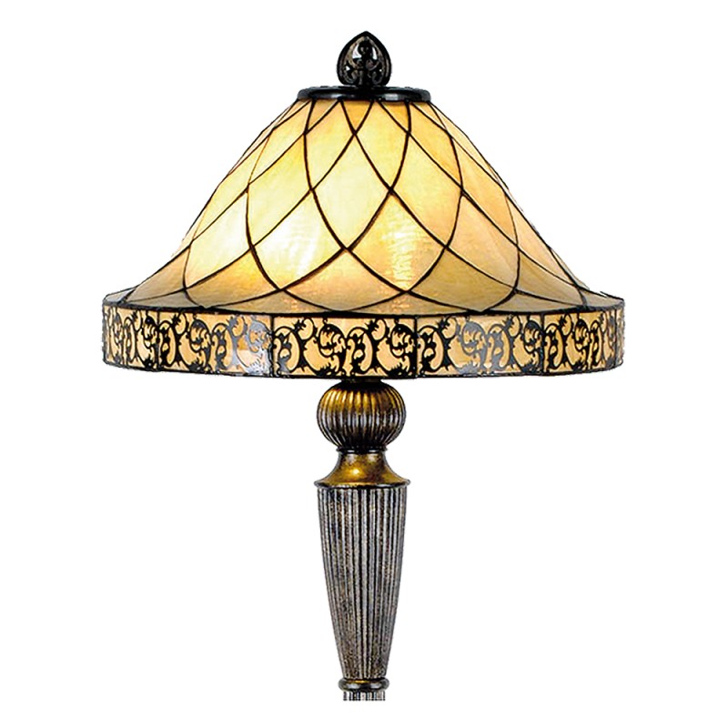 LumiLamp Lampada da terra Tiffany Ø 46x168 cm  Beige Vetro Triangolo