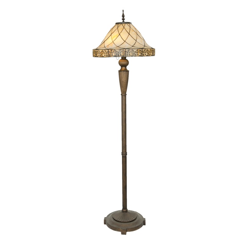 LumiLamp Tiffany Stehlampe Ø 46x168 cm  Beige Glas Dreieck