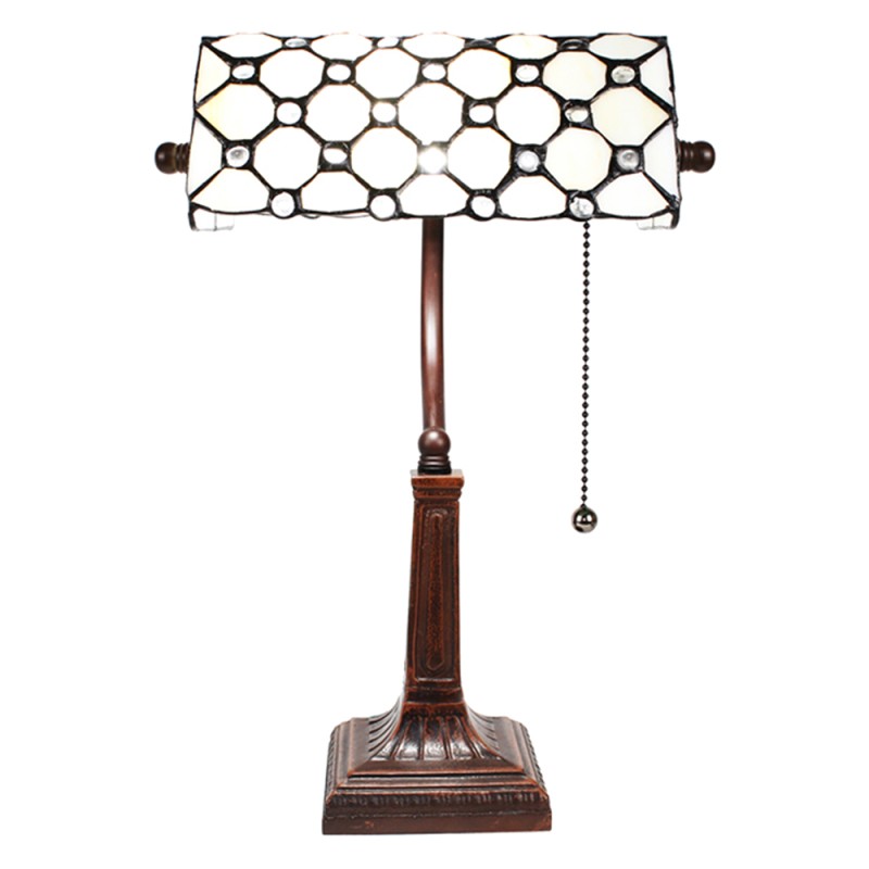 LumiLamp Tiffany Tischlampe 26x23x42 cm Weiß Metall Glas