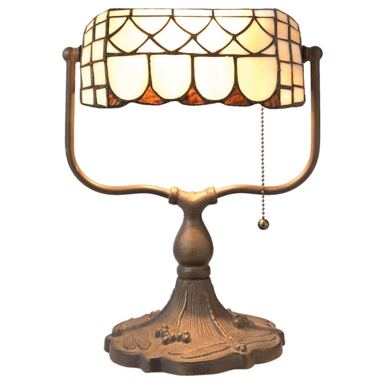 LumiLamp Lampe de table Tiffany 26x21x37 cm  Beige Marron Métal Verre