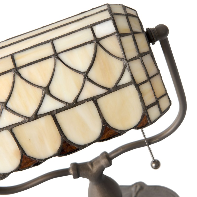 LumiLamp Lampe de table Tiffany 26x21x37 cm  Beige Marron Métal Verre