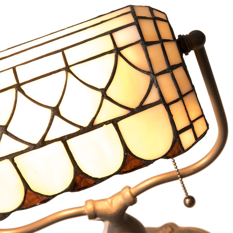 LumiLamp Lampe de table Tiffany 26x21x37 cm  Beige Marron Métal Verre