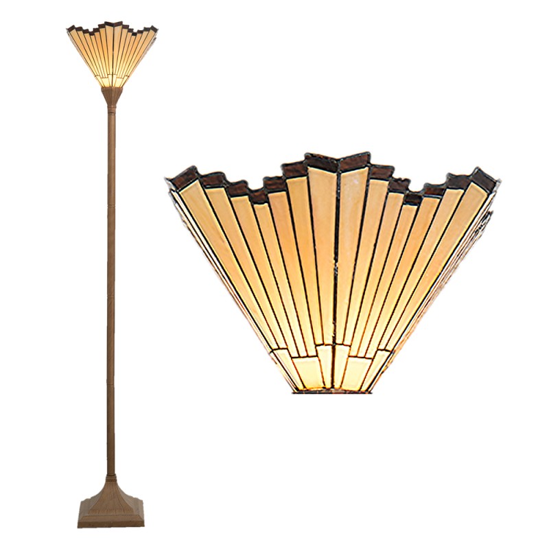 LumiLamp Lampadaire Tiffany 37x37x183 cm  Couleur or Polyrésine Verre