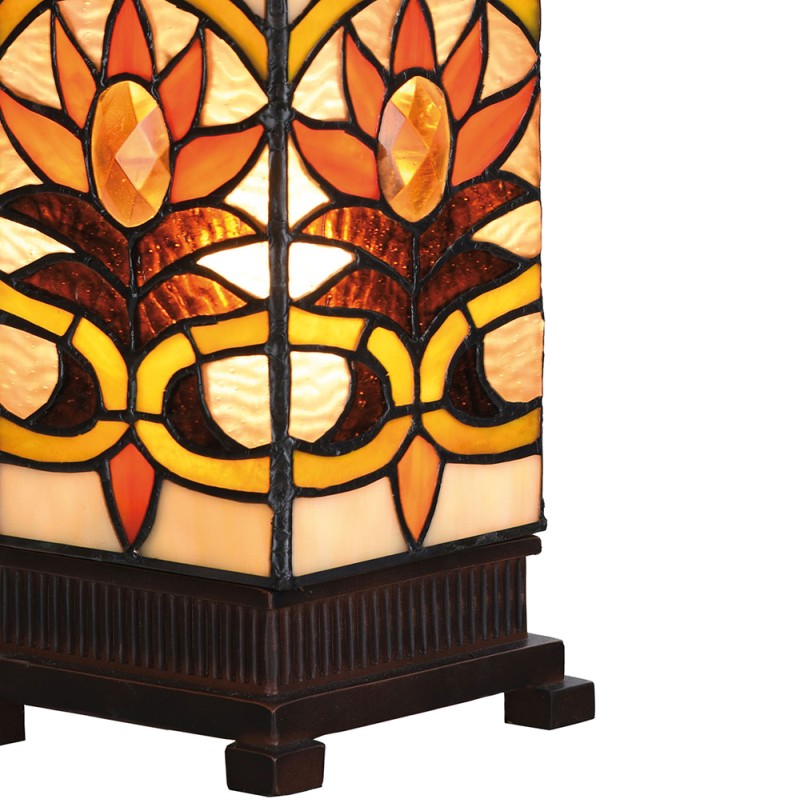 LumiLamp Table Lamp Tiffany 12x12x35 cm  Beige Brown Glass Square