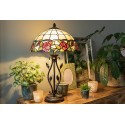 LumiLamp Tiffany Tischlampe Ø 35x61 cm  Beige Grün Glas Rose