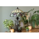 LumiLamp Lampe de table Tiffany Ø 35x61 cm  Beige Vert Verre Rose