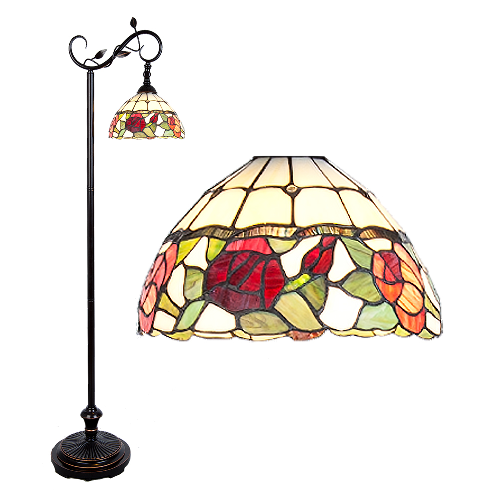 Lumilamp Tiffany Vloerlamp 40x27x152 cm Bruin Glas Bloemen afbeelding
