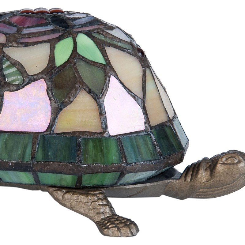 LumiLamp Lampe de table Tiffany 15x22x13 cm Marron Rouge Verre Tortue