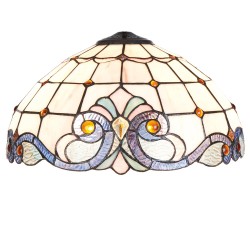LumiLamp Abat-jour Tiffany Ø 40x21 cm Beige Bleu Verre Demi-cercle