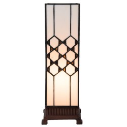 LumiLamp Lampe de table Tiffany 12x12x36 cm Blanc Verre Carré