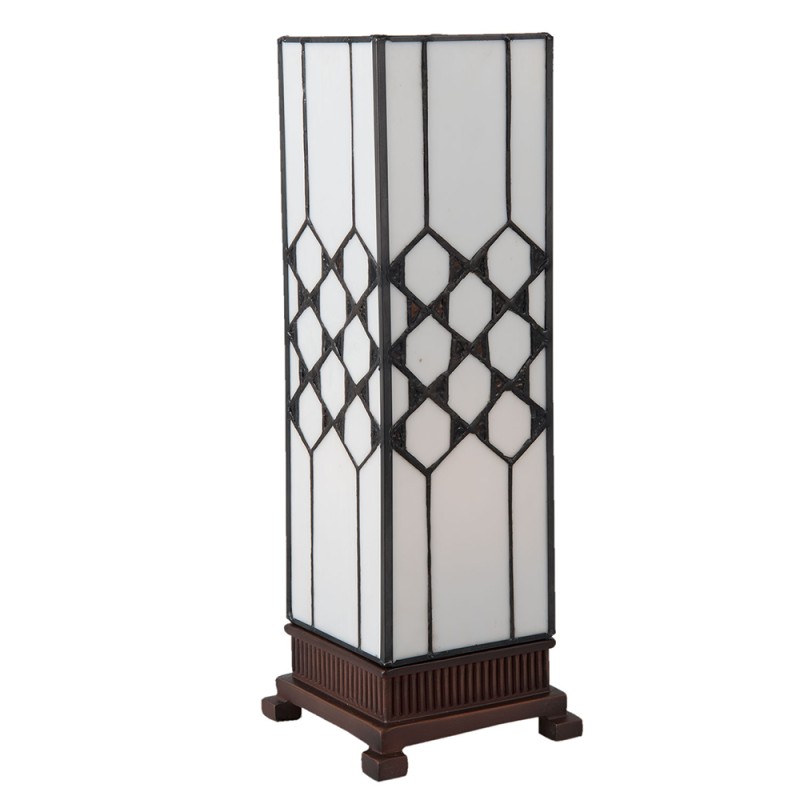 LumiLamp Tiffany Tischlampe 12x12x36 cm Weiß Glas Quadrat