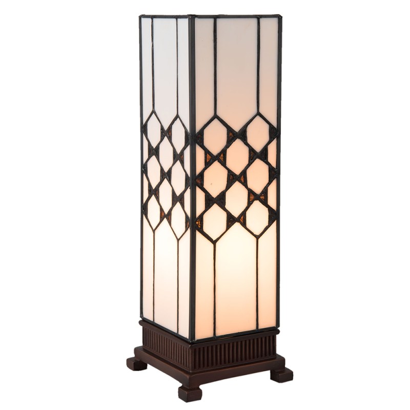 LumiLamp Tiffany Tischlampe 12x12x36 cm Weiß Glas Quadrat