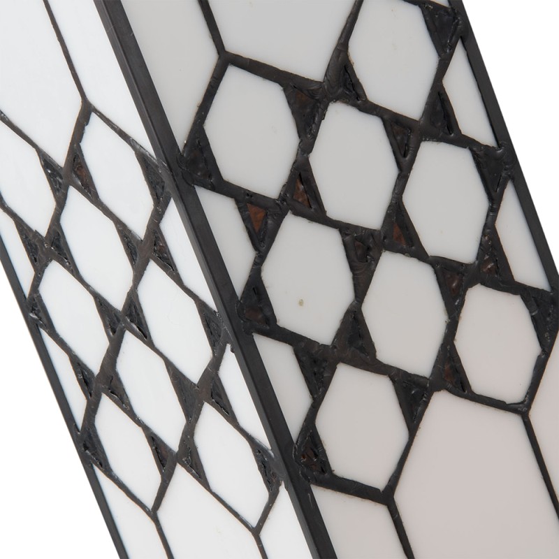 LumiLamp Tiffany Tischlampe 12x12x36 cm Weiß Glas Quadrat
