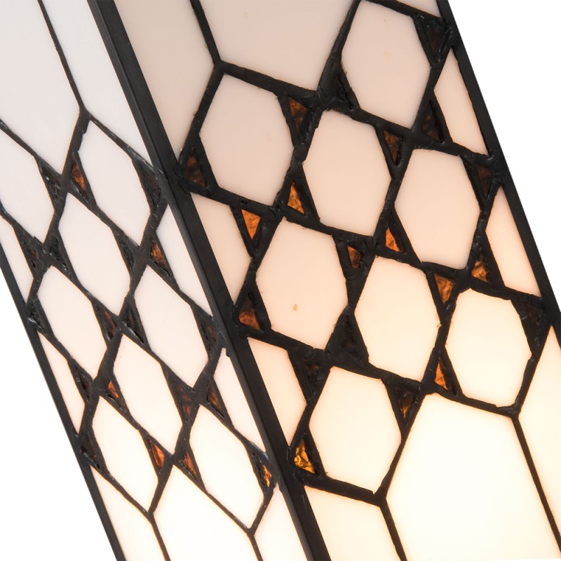 LumiLamp Tiffany Tischlampe 12x12x36 cm Weiß Glas Quadrat