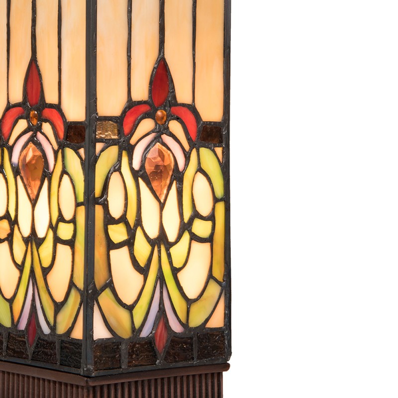 LumiLamp Table Lamp Tiffany 12x12x35 cm Brown Beige Glass Square