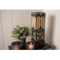 LumiLamp Lampada da tavolo Tiffany 12x12x35 cm Marrone Beige Vetro Quadrato