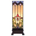 LumiLamp Lampe de table Tiffany 17x17x44 cm Beige Bleu Verre Carré