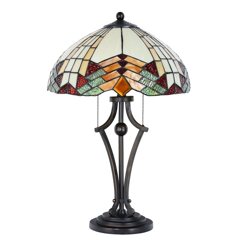 LumiLamp Table Lamp Tiffany Ø 40x60 cm  Beige Red Glass