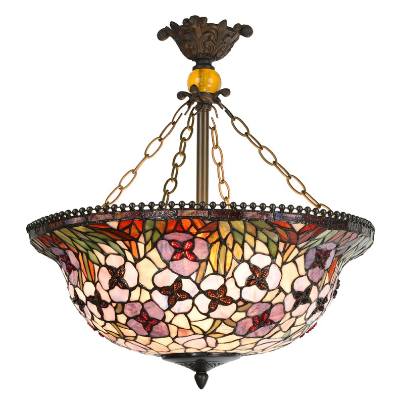 LumiLamp Lampada da soffitto Tiffany Ø 53x60 cm  Rosso Rosa  Metallo Vetro Fiori