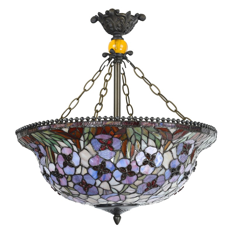 LumiLamp Lampada da soffitto Tiffany Ø 53x60 cm  Rosso Rosa  Metallo Vetro Fiori