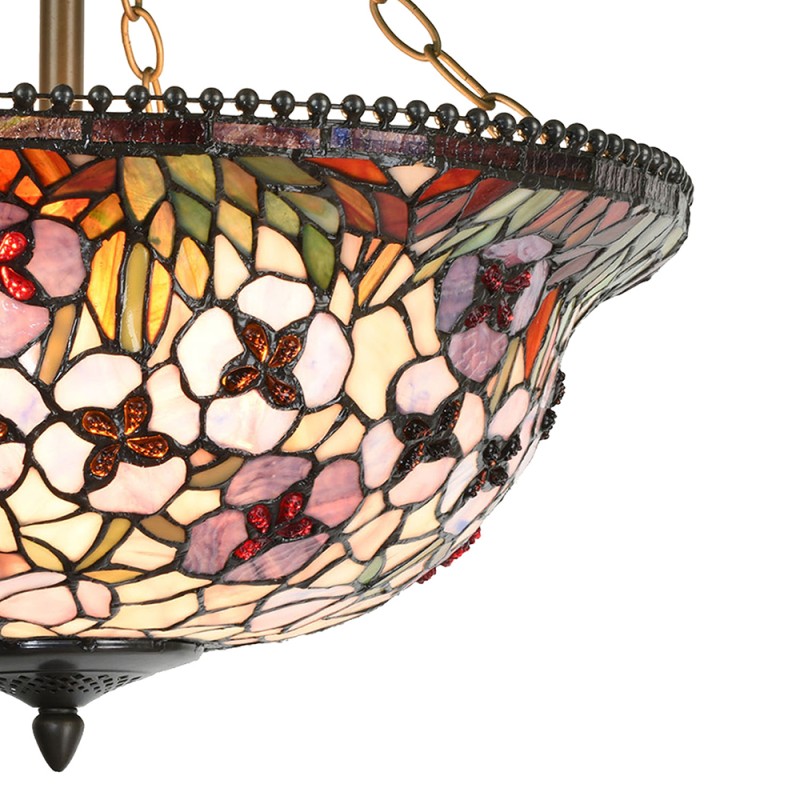 LumiLamp Lampada da soffitto Tiffany Ø 53x60 cm  Rosso Rosa  Metallo Vetro Fiori
