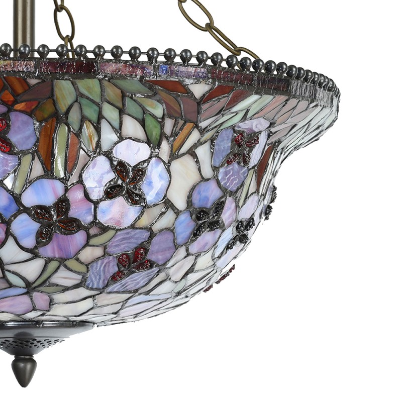 LumiLamp Lampada da soffitto Tiffany Ø 53x60 cm  Rosso Rosa  Metallo Vetro Fiori