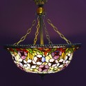 LumiLamp Lampada da soffitto Tiffany Ø 53x60 cm  Rosso Rosa  Metallo Vetro Fiori