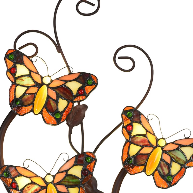 LumiLamp Wall Light Tiffany 32x68 cm Yellow Brown Metal Glass Butterfly