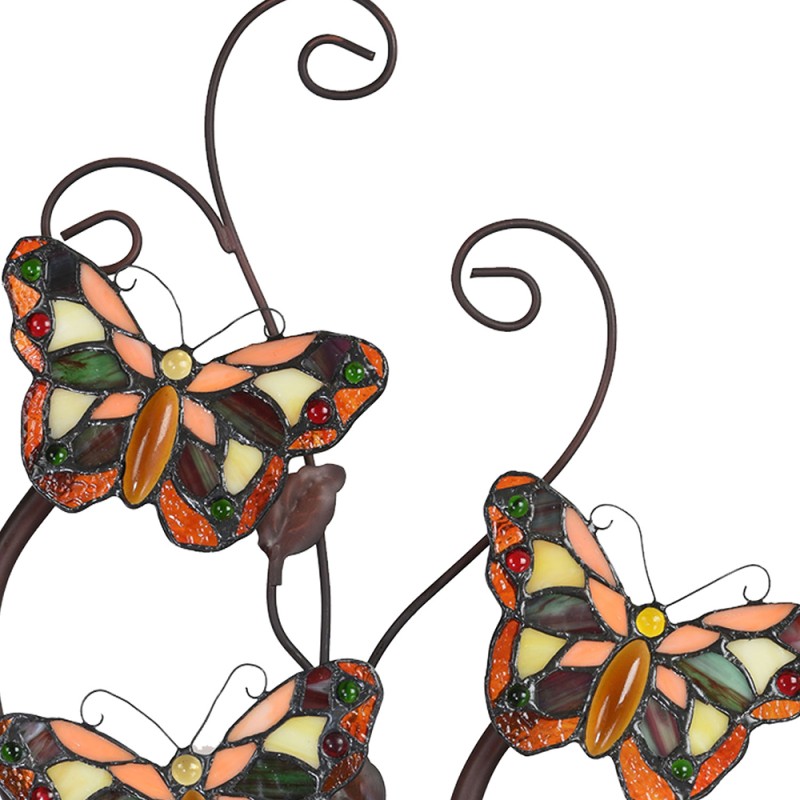 LumiLamp Wall Light Tiffany 32x68 cm Yellow Brown Metal Glass Butterfly