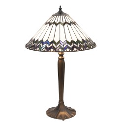 LumiLamp Lampe de table Tiffany Ø 40x62 cm  Blanc Marron Verre