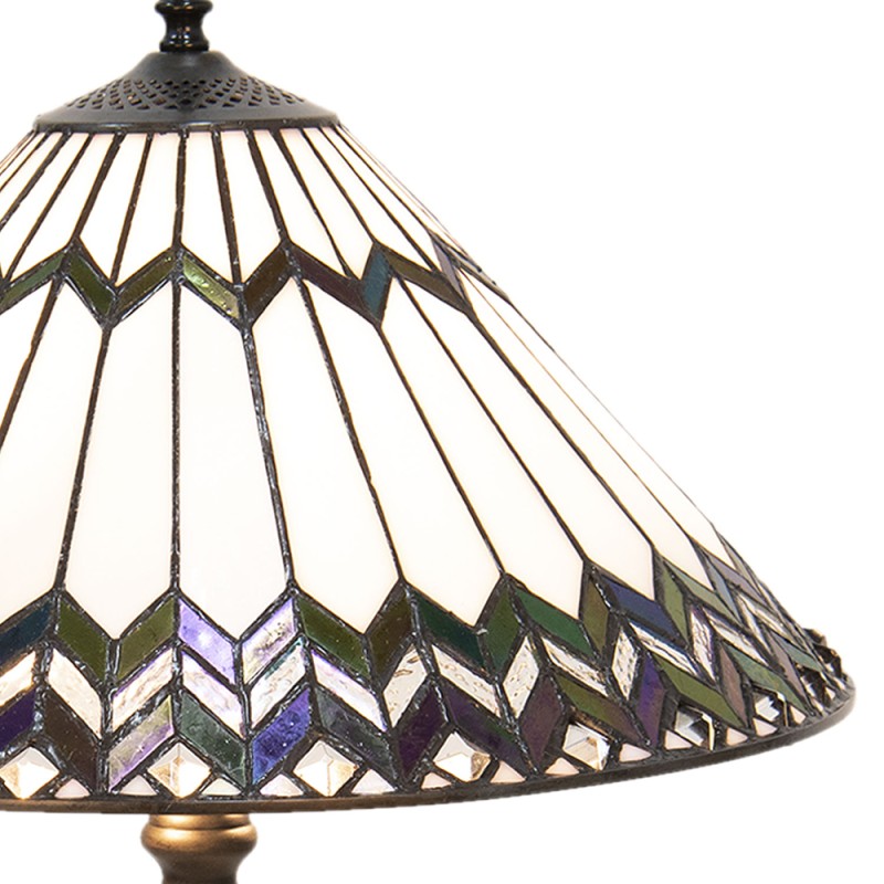 LumiLamp Lampada da tavolo Tiffany Ø 40x62 cm  Bianco Marrone  Vetro