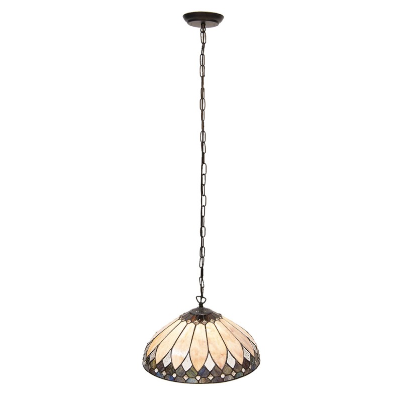 LumiLamp Hängelampe Tiffany Ø 40 cm  Beige Braun Glas