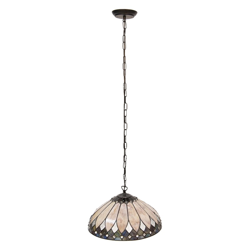 LumiLamp Hängelampe Tiffany Ø 40 cm  Beige Braun Glas