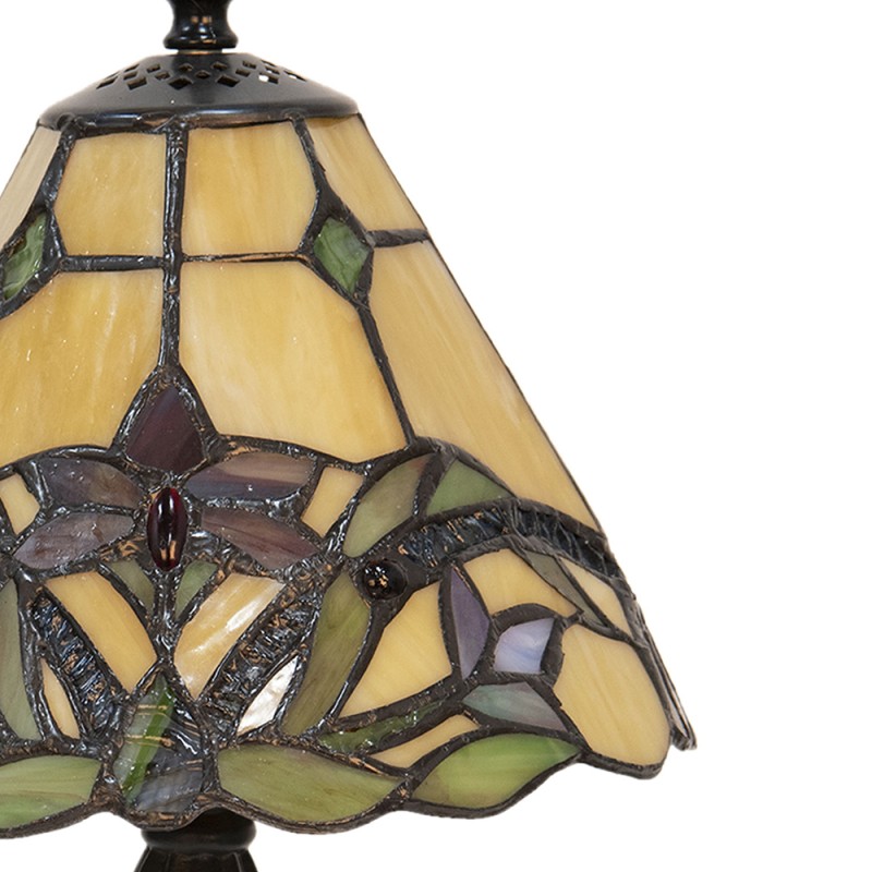LumiLamp Lampe de table Tiffany Ø 20x36 cm  Beige Rouge Verre Fleurs