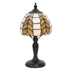 LumiLamp Lampe de table Tiffany Ø 14x29 cm  Beige Blanc Verre